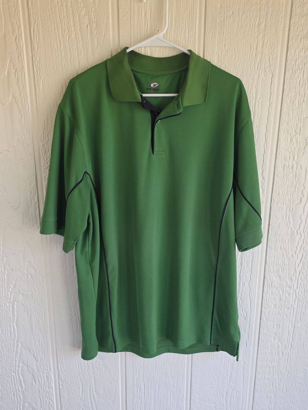 Men's Top Flite Green Performance Polo with Contrast Piping, Size XL